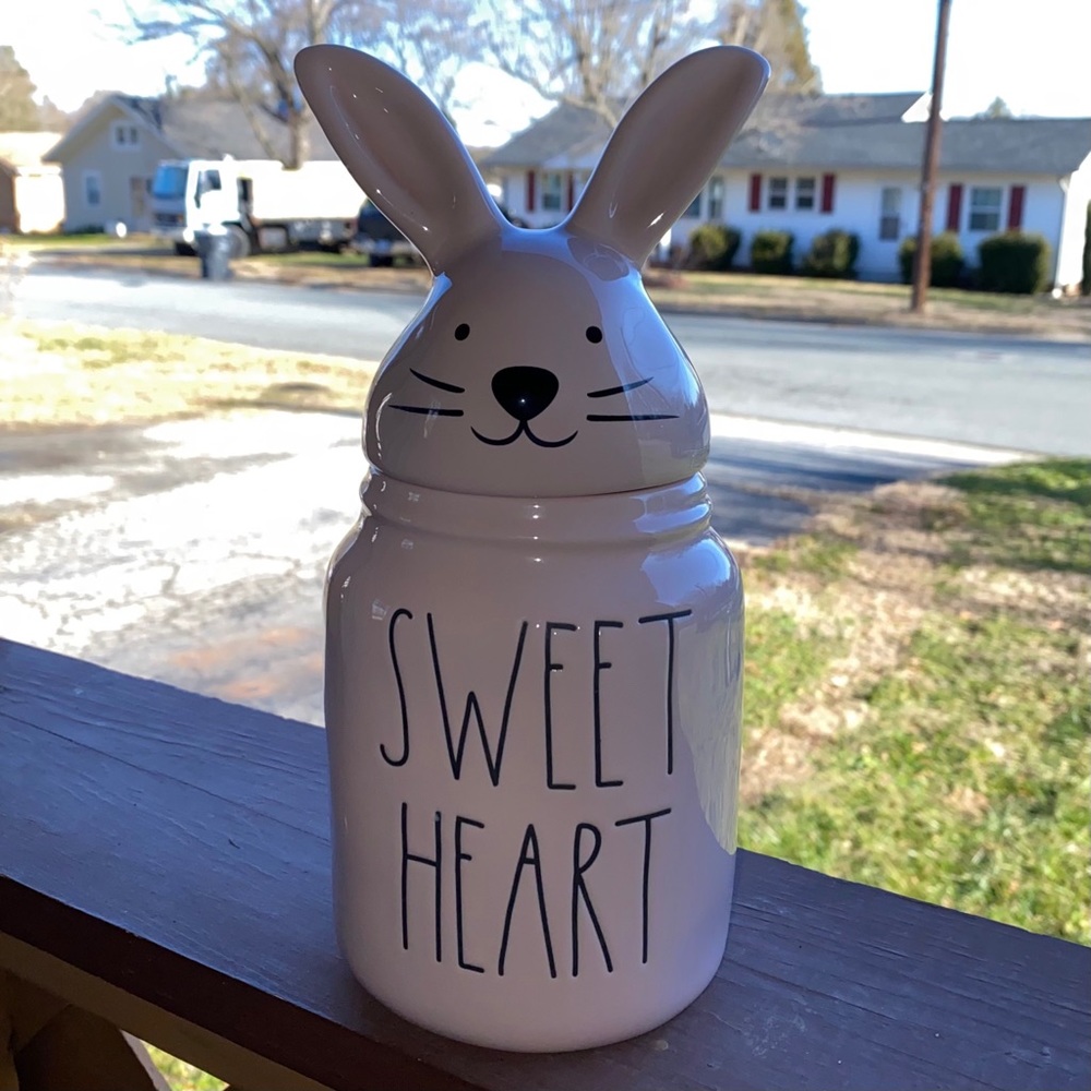 Rae Dunn Sweet Heart Bunny Pink Baby Canister NWT